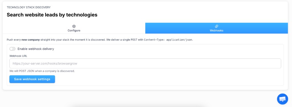 Deliver each discovery with JSON webhooks
